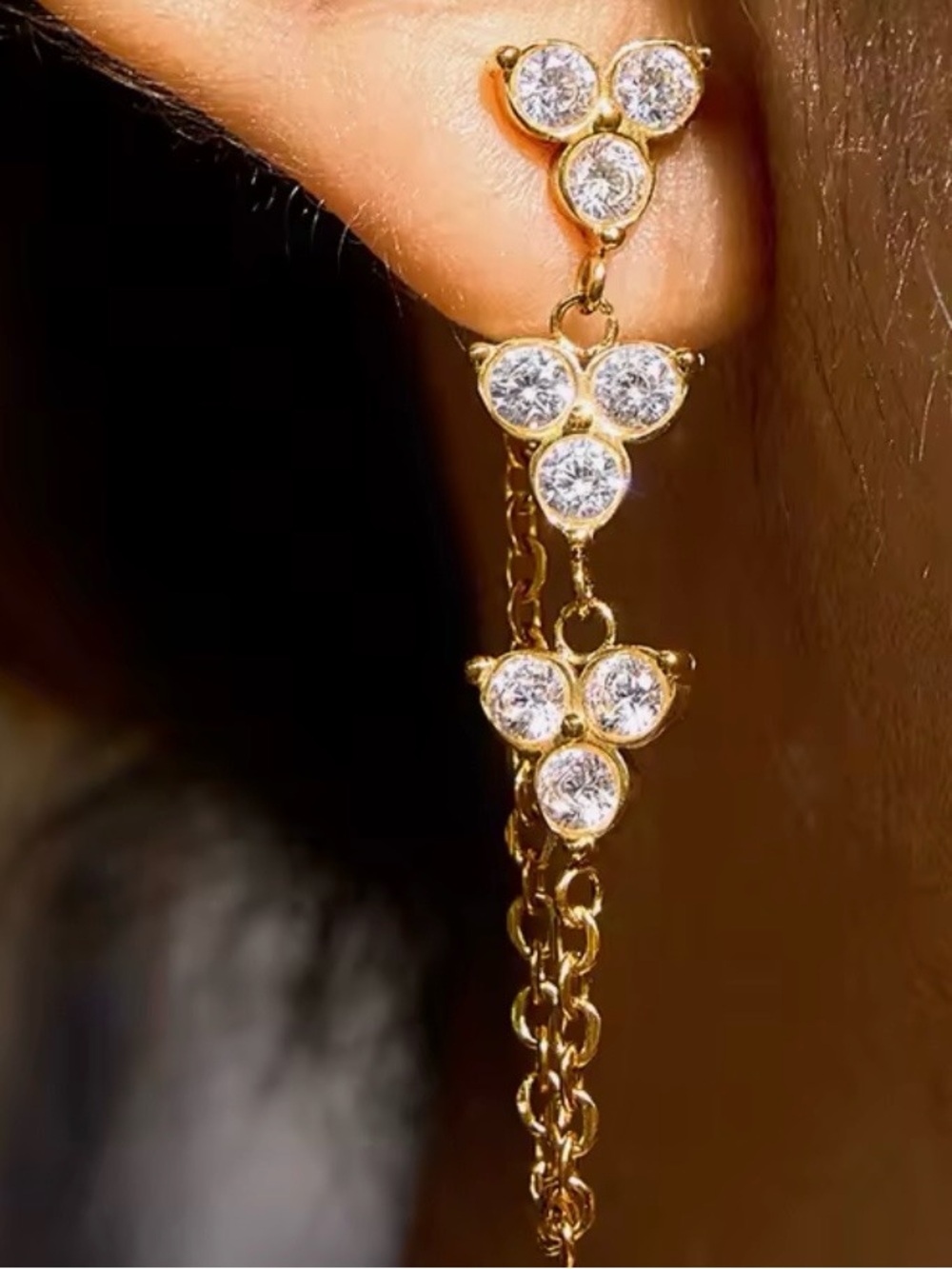 Gold Crystal Dangle Earrings - Elegant Women's Jewelry